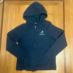 Girls North Face blue hooded sweatshirt